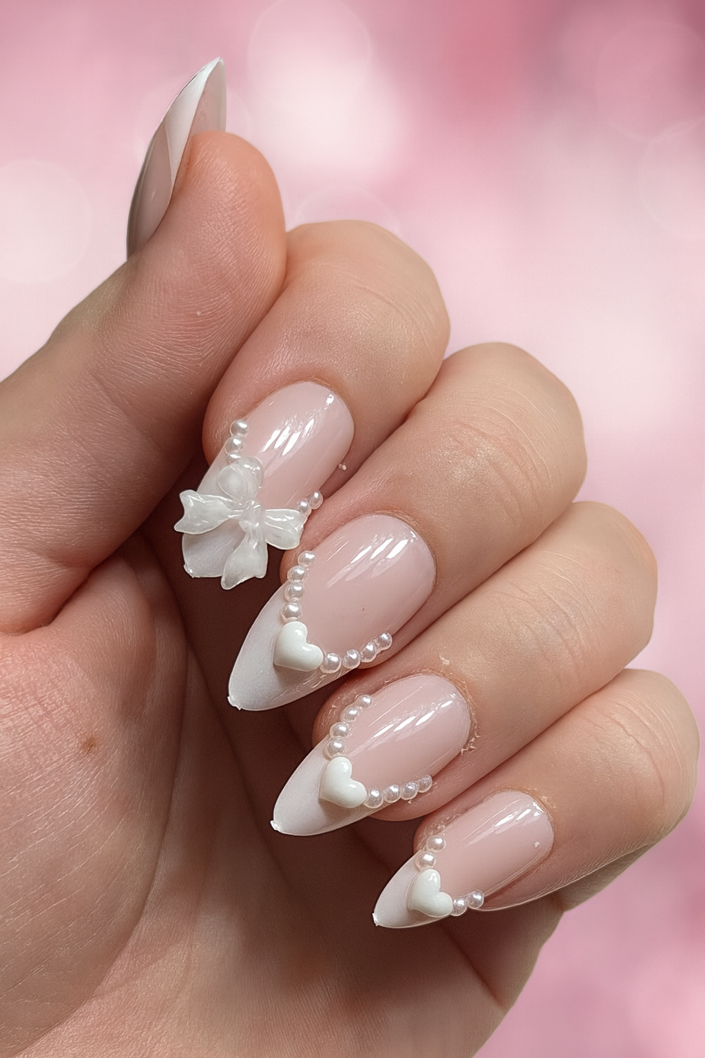 Miss Pearl Heart 🤍✨Press on nails