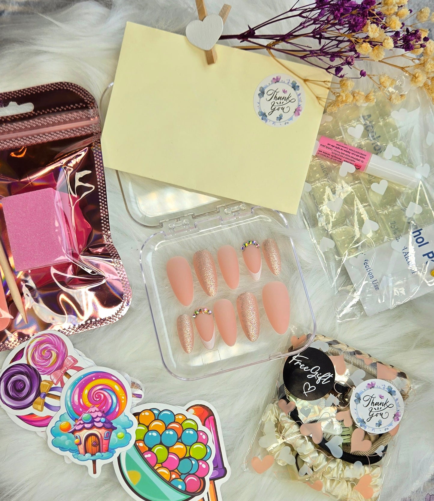 ﻿Lady Champagne Sparkle Press on nails