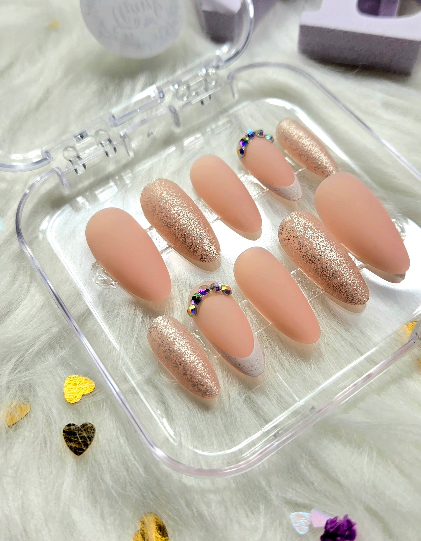 ﻿Lady Champagne Sparkle Press on nails